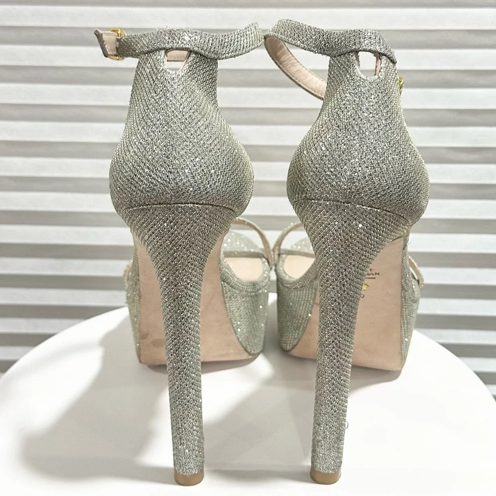 🌹STUART WEITZMAN 🌹 Nudistcurve Metallic Platform Sandals Size: 10